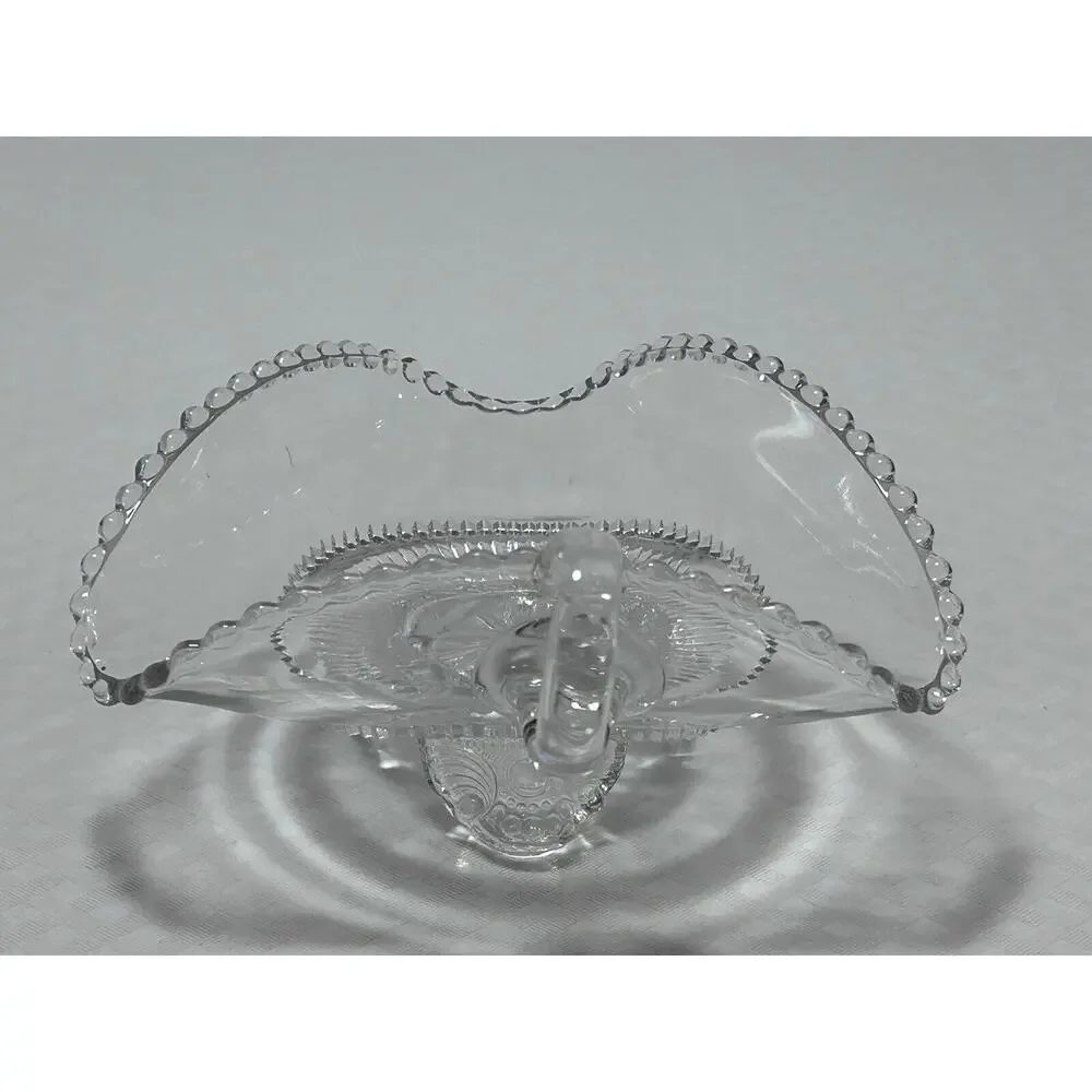 US Glass Colorado (Beaded Rim)‎ Lacey Medallion Footed Clear Dish EAPG